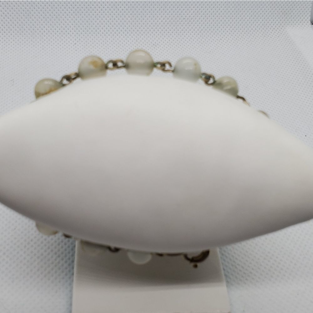 Vintage Silver Tone & Glass Bead Bracelet - Picture 4 of 6